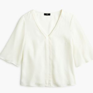 J.Crew Hammered Silk V-Neck Tops (1 Red, 1 Ivory), size Mediums